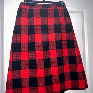 Red and Black Buffalo Print Vintage Pencil Skirt